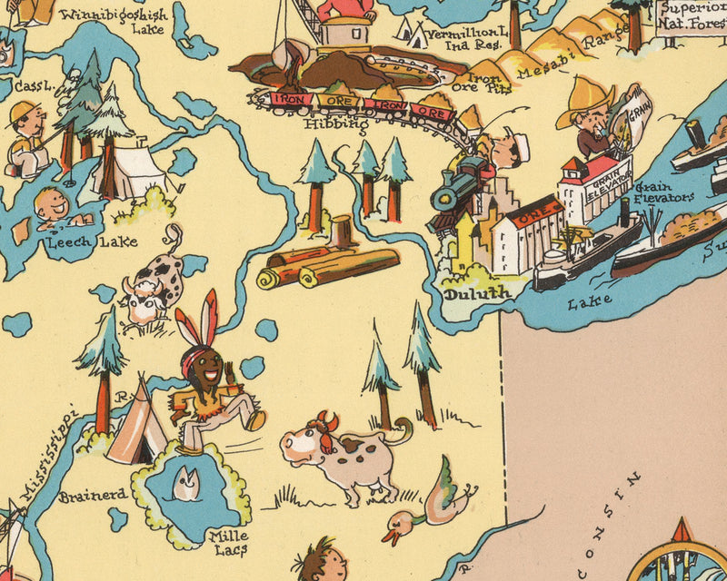 Minnesota Funny Vintage Map