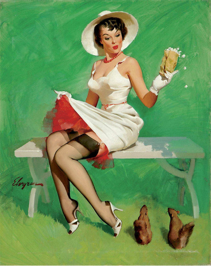 Squirrely situation 1968  by Gil Elvgren