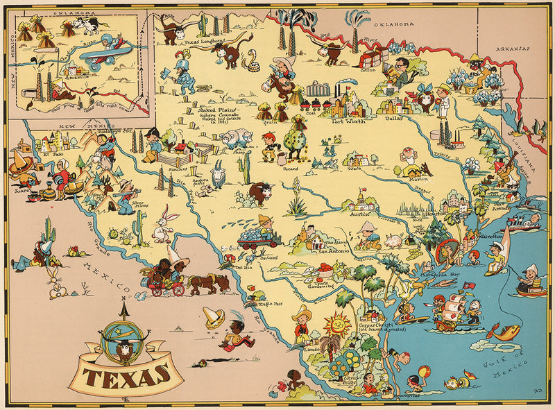 Texas Funny Vintage Map