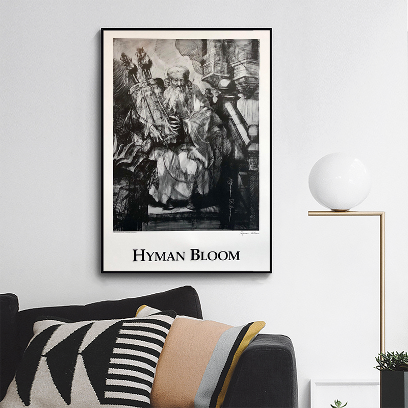 Abstract Expressionist Hyman Bloom Judaica Hand Signed Poster Rabbi with Torah
