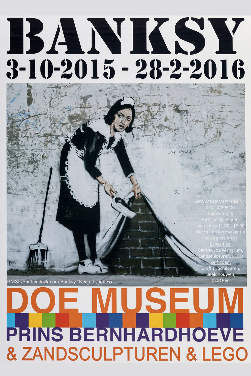 Banksy X Doe Museum. Keep It Spotless, exhibition poster, 2015