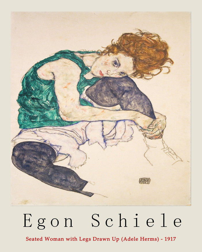 Egon Schiele Poster - Sitting Woman with Legs Drawn Up