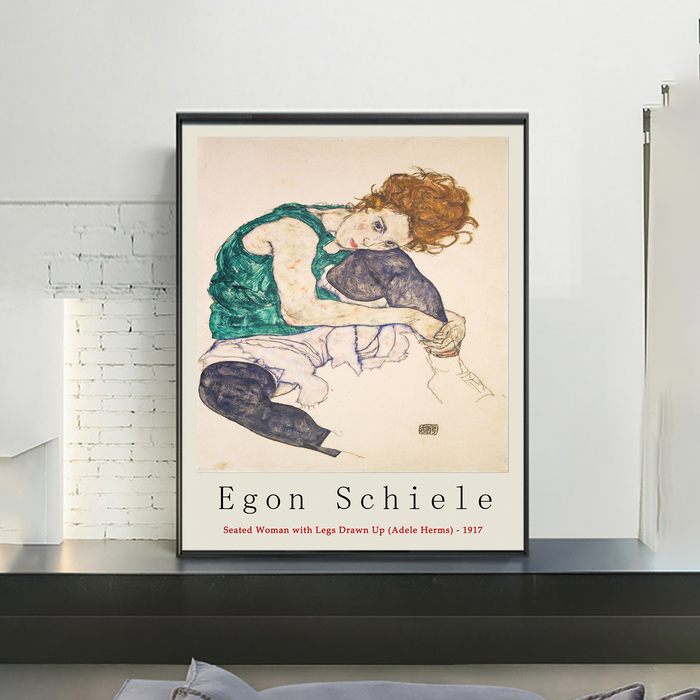 Egon Schiele Poster - Sitting Woman with Legs Drawn Up