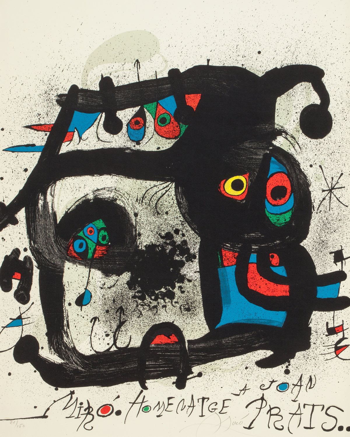 Joan Miró (1893-1983). Poster for the Exhibition of the Book, Homenatge a Joan Prats, 1972