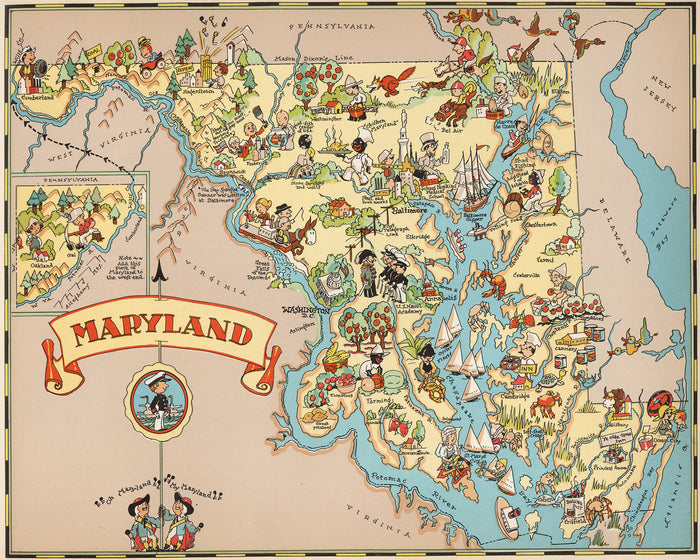 Maryland Funny Vintage Map