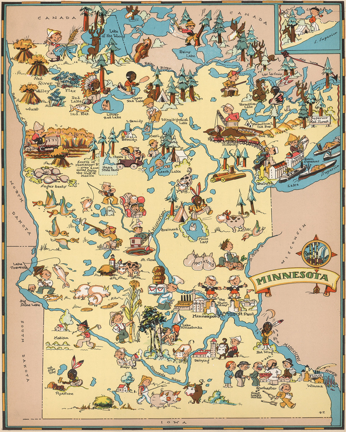 Minnesota Funny Vintage Map