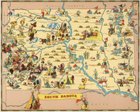 South Dakota Funny Vintage Map