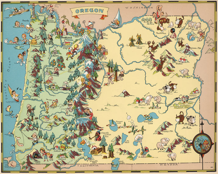 Oregon Funny Vintage Map