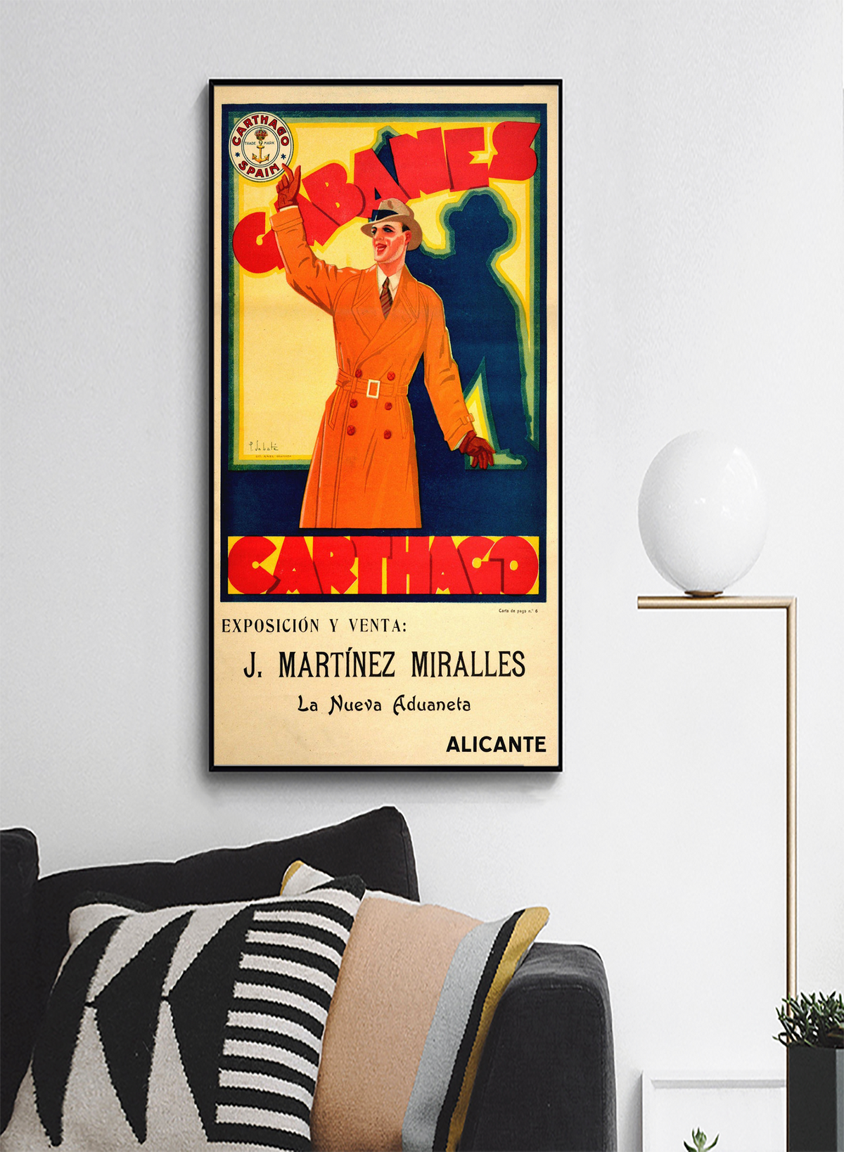P. Sabate, Original Vintage Poster Cabanes Carthago Hats Men's Fashion Exhibition And Sale,1920s
