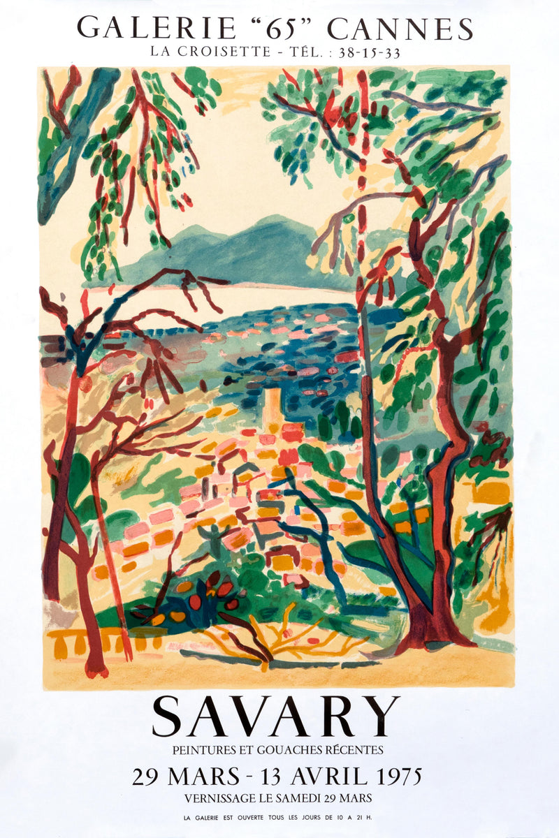 Robert Savary,_Savary - Galerie 65 Cannes_ Vintage French Riviera Grasse Landscape poster