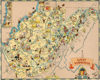 West Virginia Funny Vintage Map