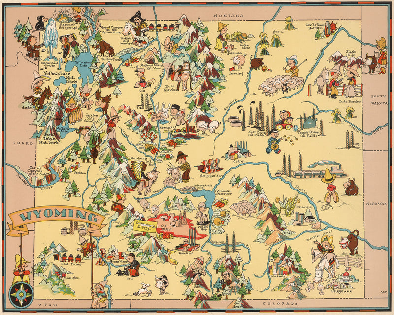 Wyoming Funny Vintage Map
